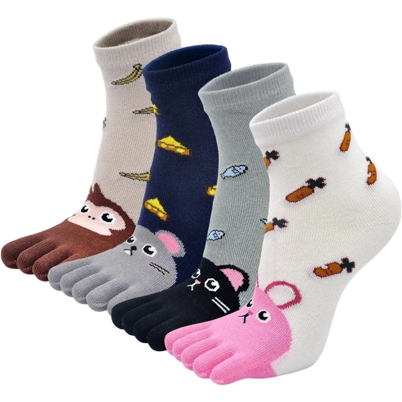 

5pairs Cartoon Five Fingers Sock Animal Hosiery Toe Socks Toddler Kids Baby Girls Boys Winter Cotton Socks Cute Socks