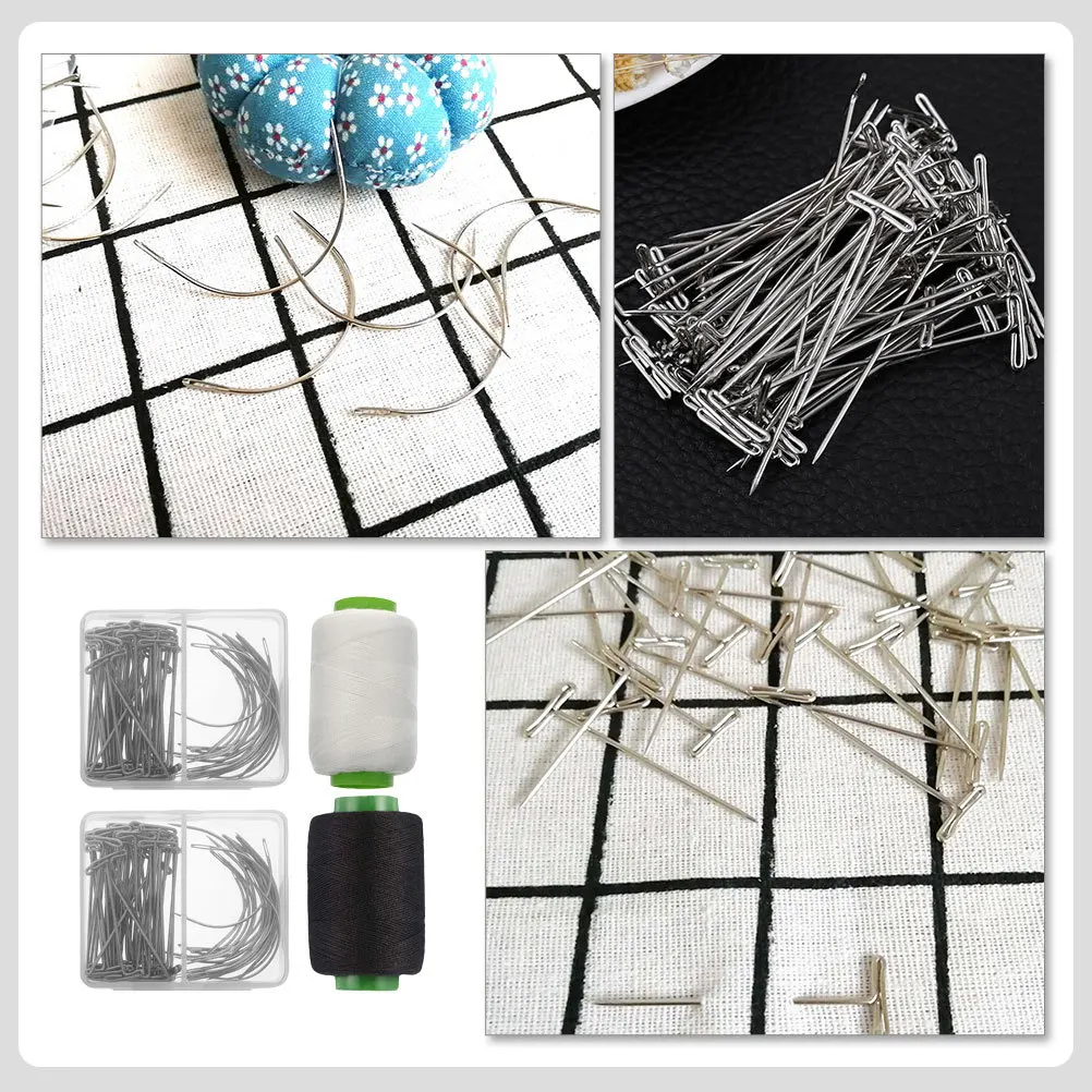 

2 комплекта Т-образного штифта C Изогнутые иглы Набор ниток для изготовления крепежных аксессуаров Простота использования Т-образный штифт Изогнутая игла