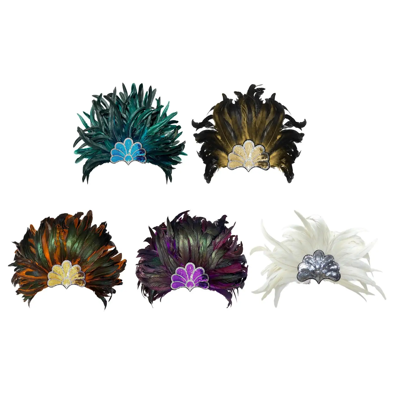 Feather Headdress Carnival Headpiece for Stage Performance Cosplay Dance Party