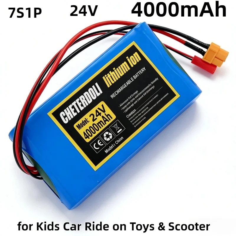 

Новый литиевый аккумулятор 7S1P 24В 4Ач/6Ач с платой защиты BMS – Запасной аксессуар для детских электромобилей и самокатов, долговечный