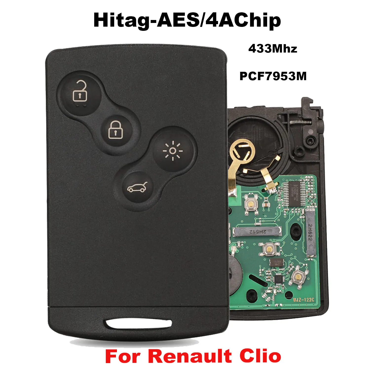 jingyuqin Passive Keyless Go Entry Remote Car Key Smart System For Renault Clio IV Captur 433MHz PCF7953M Hitag-AES 4AChip