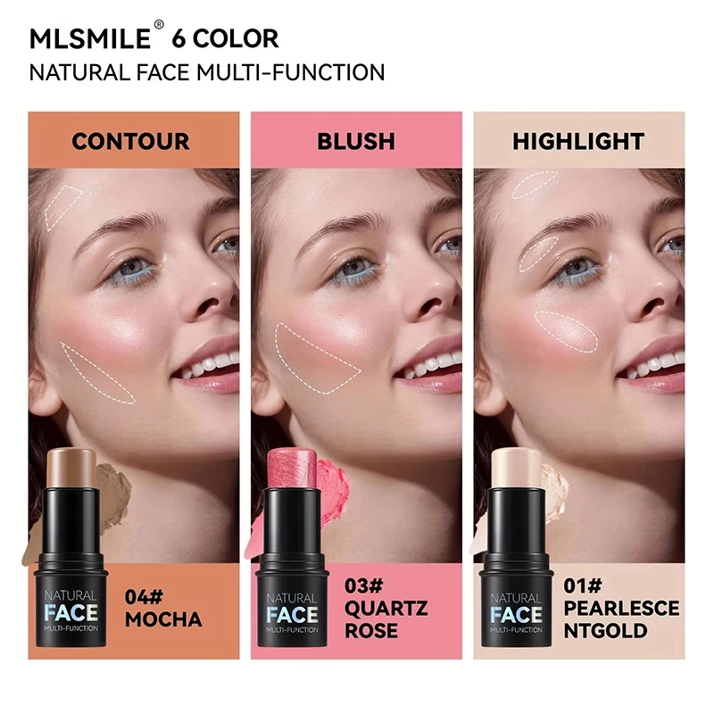 6 colori Shimmer Water Light Highlighter Stick Blush Stick Make Up Face Body Illuminator Cosmetics Face Contour Brighten Makeup