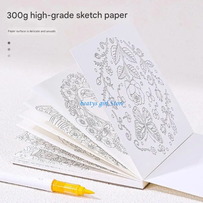 C7AB Fun Coloring Book 24 Sheets Pre-patterned Drawing Pad For Watercolor Pencils