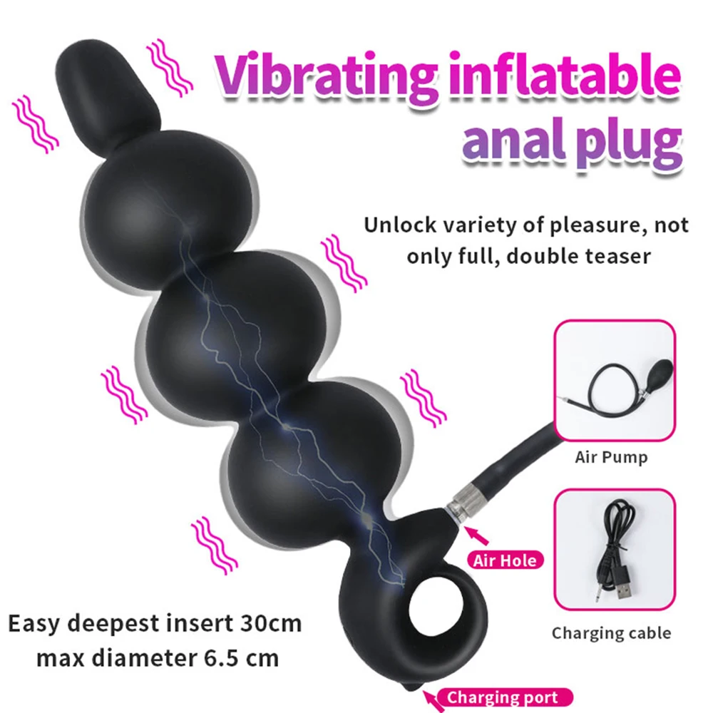 Inflatable Anal Plug Expansion Huge Prostate Massager 10 Modes Vibrating Pump Anus Butt Plug SM Sex Toys For Women men Gay