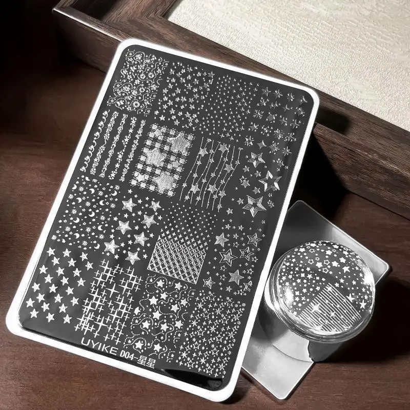 Cartoon Moon Stars Nail Stamping Plates Rectangle Template Stencils Nail Art Stamp Image Plate Manicure Nail Print Tools