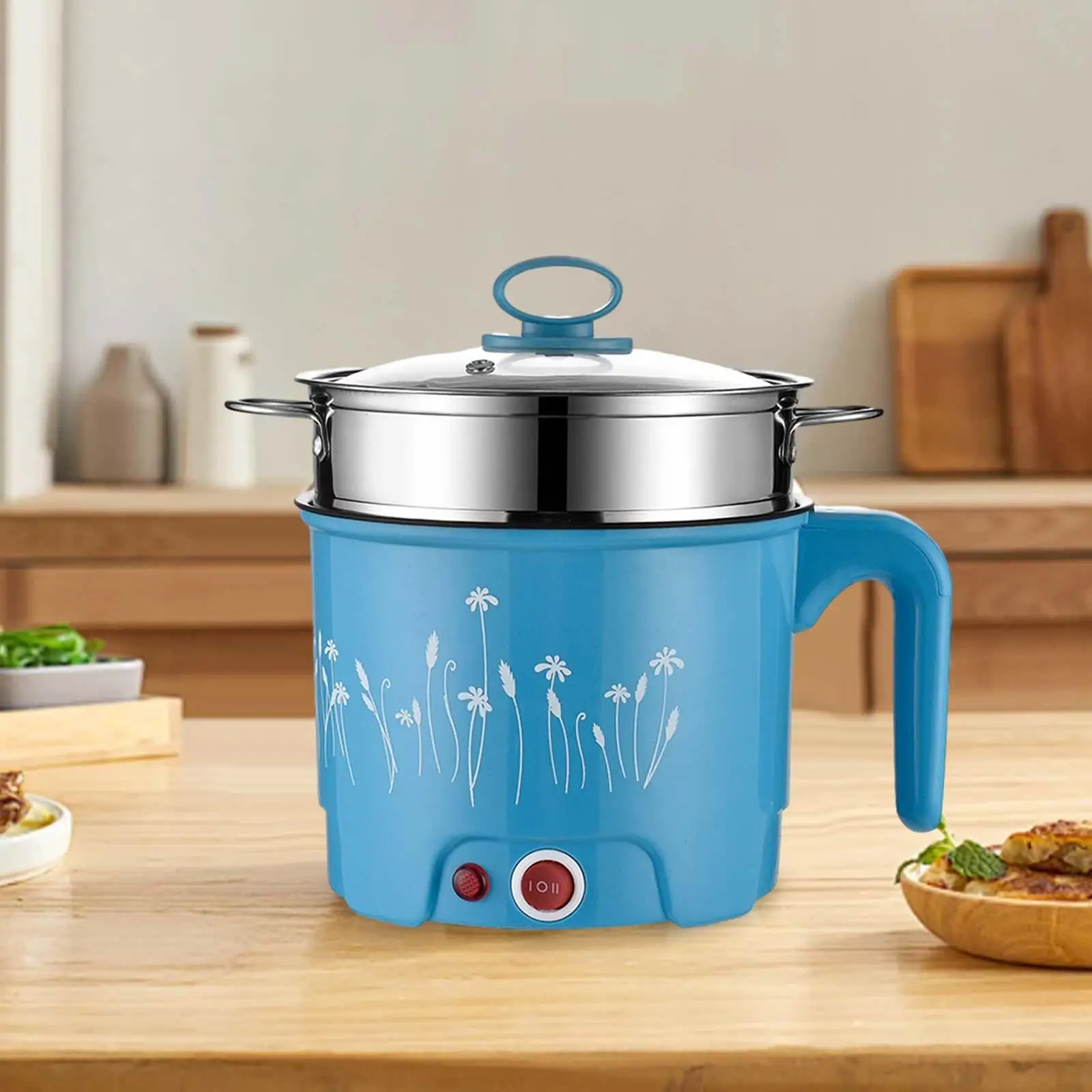 Electric Pots Household Portable Multipurpose Mini Ramen Cooker Noodles Cooker Mini Pot for Shabu Shabu Dumpling Fry Ramen Eggs