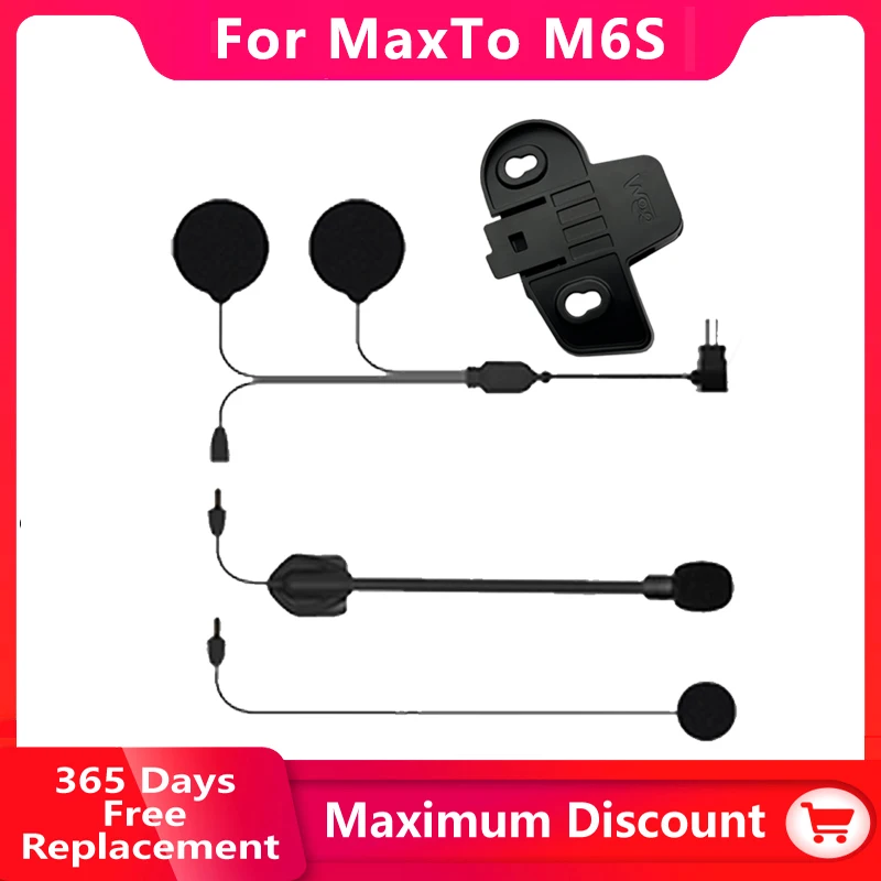 Maxto M6S Supporto base per staffa interfono per casco moto + auricolare doppio microfono per Maxto M6S