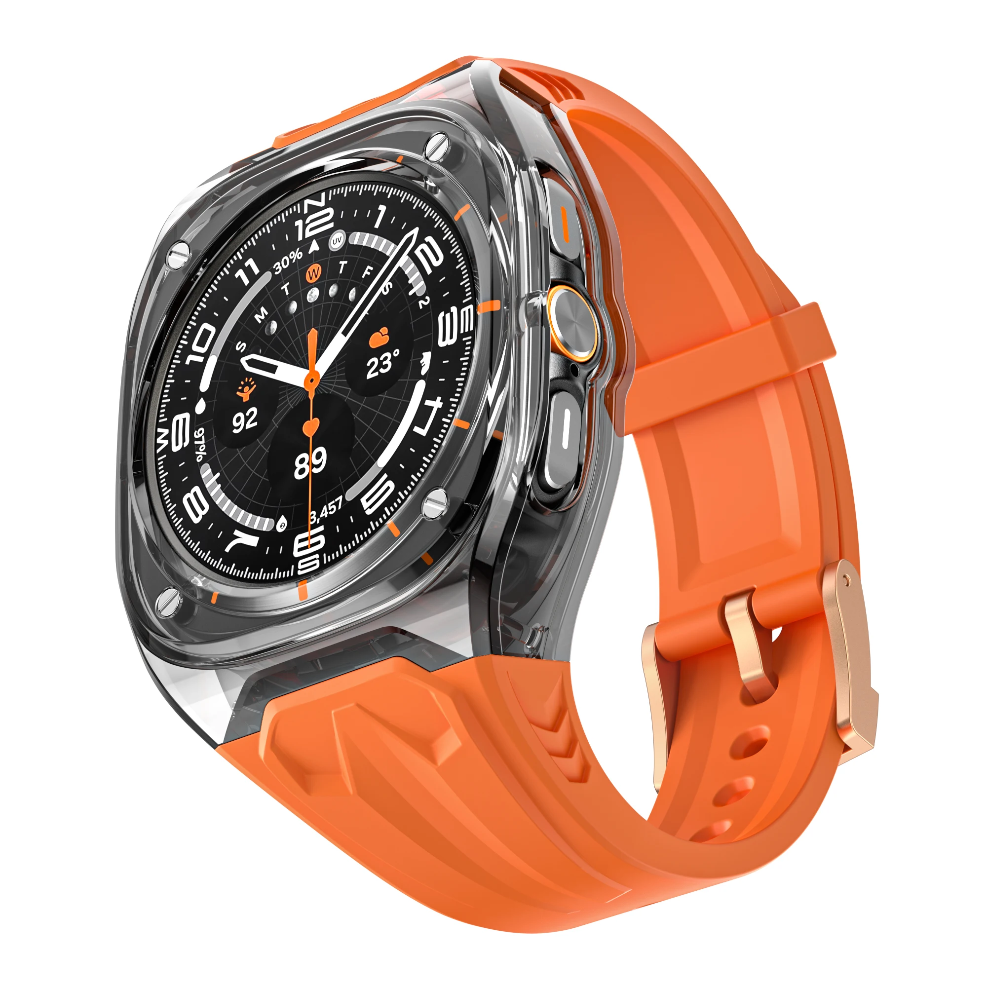 Suitable for Samsung Galaxy Watch Ultra 47mm high-end modified transparent case+TPU integrated strap outdoor sports strap