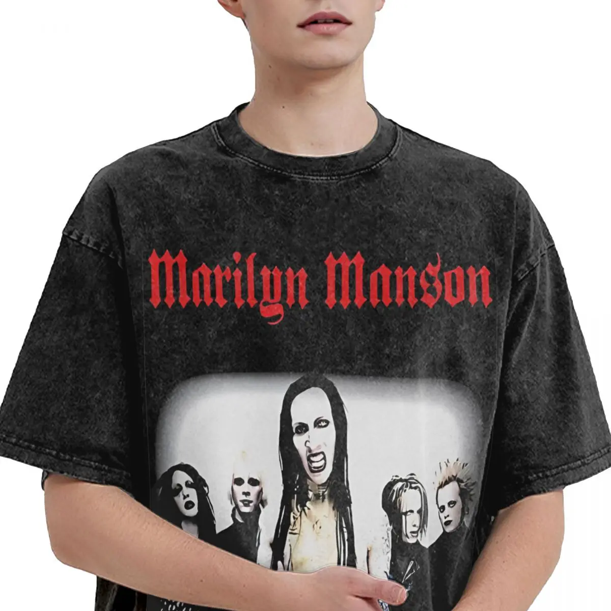 Summer Marilyn Manson Alternative The Legends Washed Shirt Outfit Harajuku T-Shirt Men Women Tees