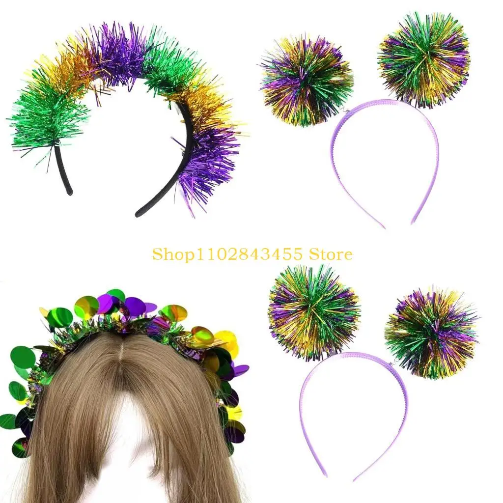 49MC Attention-grabbing Dancer Headwear Novelty Flapper Hairband Dress for Music Festival Halloween Dancing Costume