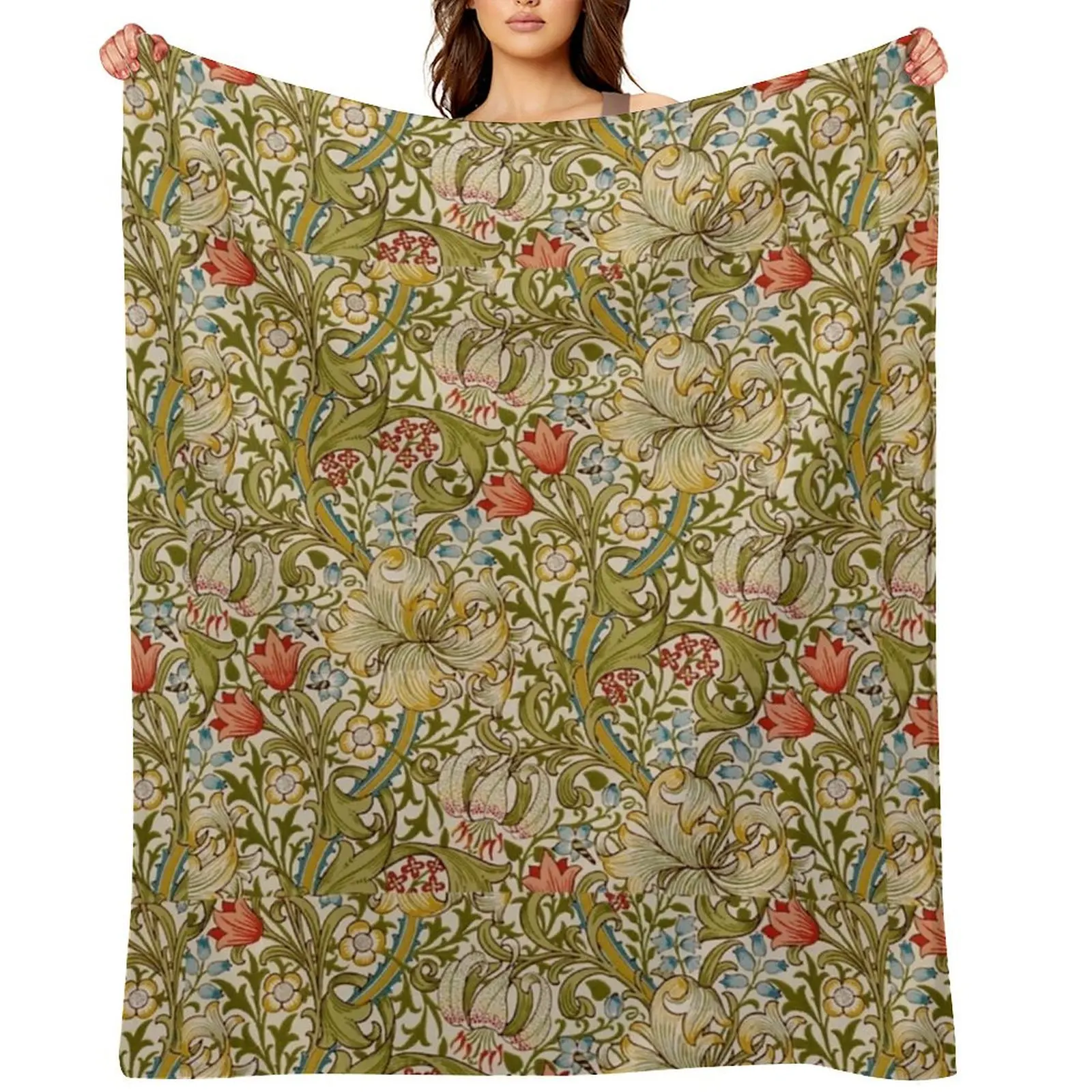 

Golden Lilies Throw Blanket Sofa Furry Cute For Decorative Sofa Blankets