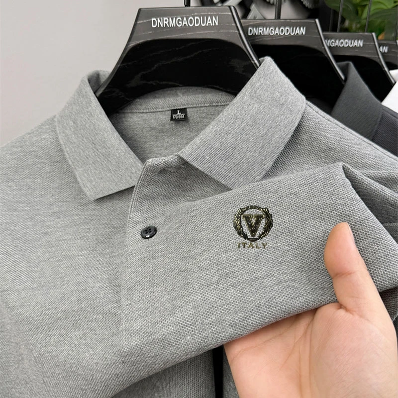 العلامة التجارية الفاخرة قميص بولو رجالي التلبيب إلكتروني طباعة قصيرة الأكمام 100 القطن تي شيرت الصيف جديد كلاسيكي موضة الاتجاه ملابس للرجال #5