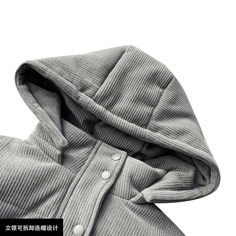 Detachable Hat Zipper Hooded Corduroy Cotton Caot Women's Winter Thickened Solid Color Casual Long Sleeved Tops