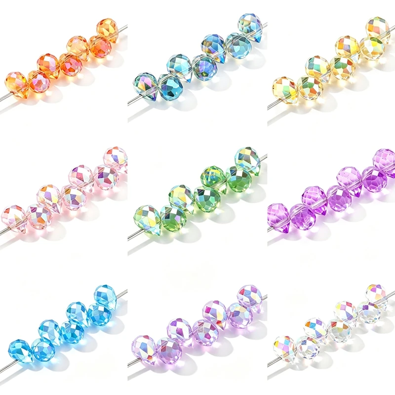 10*8mm Farbverlauf Tropfenperlen Glänzende Facettierte Kristallglasperlen für Schmuckherstellung DIY Ohrringe Handgemachtes Bastelzubehör – Detail 1