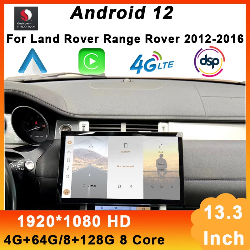 

Автомобильный мультимедийный плеер Qualcomm, плеер на Android 12, для Land Rover Range Rover Evoque LRX L538 Vogue L405 Sports L494 Carplay, 13,3 дюйма