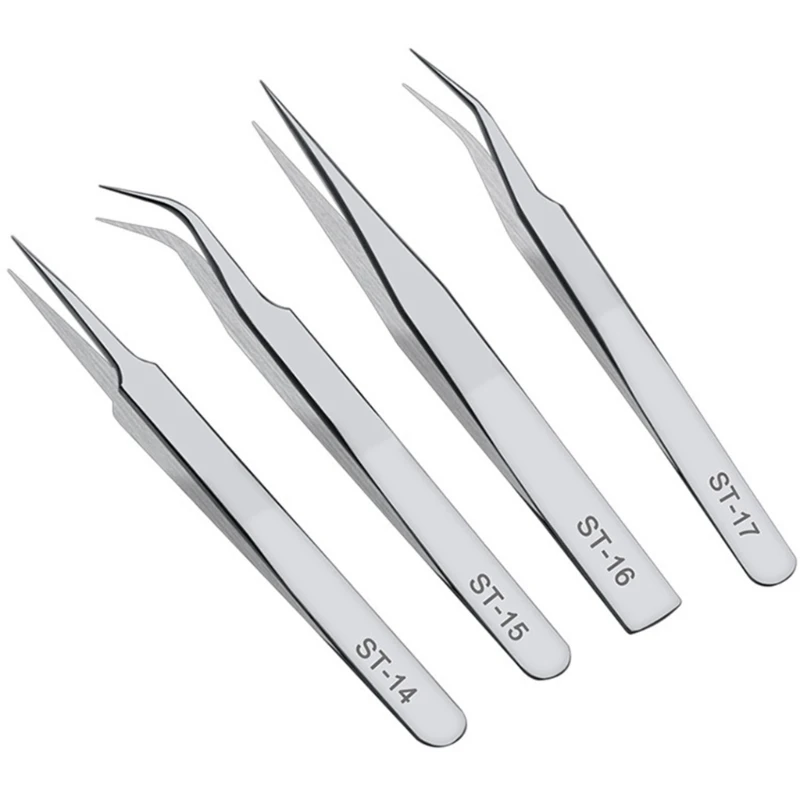 Y1UB 1 Set Stainless Steel Long Forceps Straight Head Elbow Tweezers