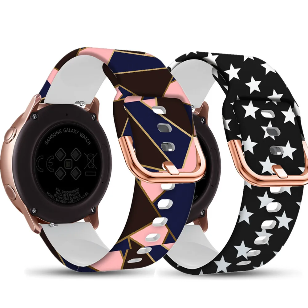 Geometric Color Block Printed Silicone Watch Band 20mm 22mm Soft Sport Strap Replacement Wristband for Samsung Huawei Amazfit