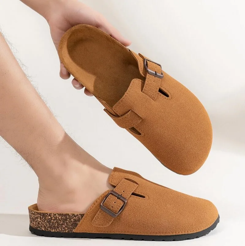 

Men's Women's PU Leather Clogs Soft Cork Footbed With Adjustable Strap Fashion Comfort Slip on Slippers