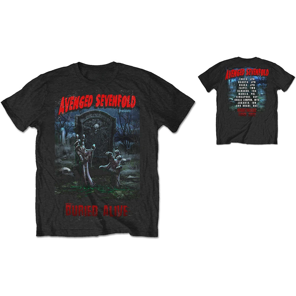 T-Shirt du groupe Avenged Sevenfold, en coton, avec image graphique, pour hommes et femmes, Streetwear d'été, Buried Alive Tour 2012