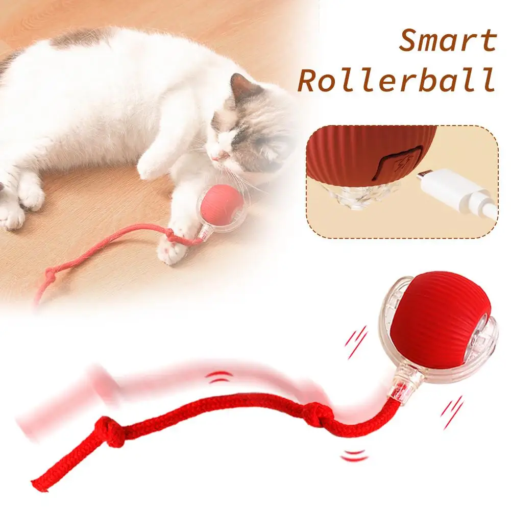 New High-end Cat Rolling Ball Interactive Cat Toy Motion Pet Long Cat With Kitten Bird Sensor Chirping Teaser Ball Game Toy P3G8