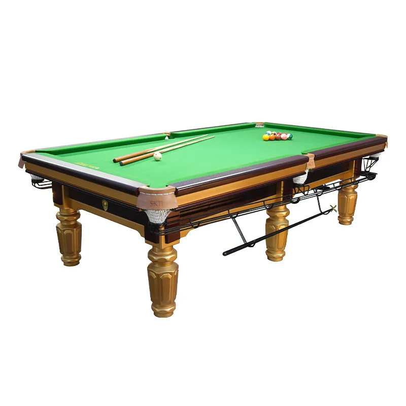 Chinese-style Black Eight Pool Table Standard Size Oak Wood Steel Pocket Automatic Ball Return Suitable Both Home Commercial Use