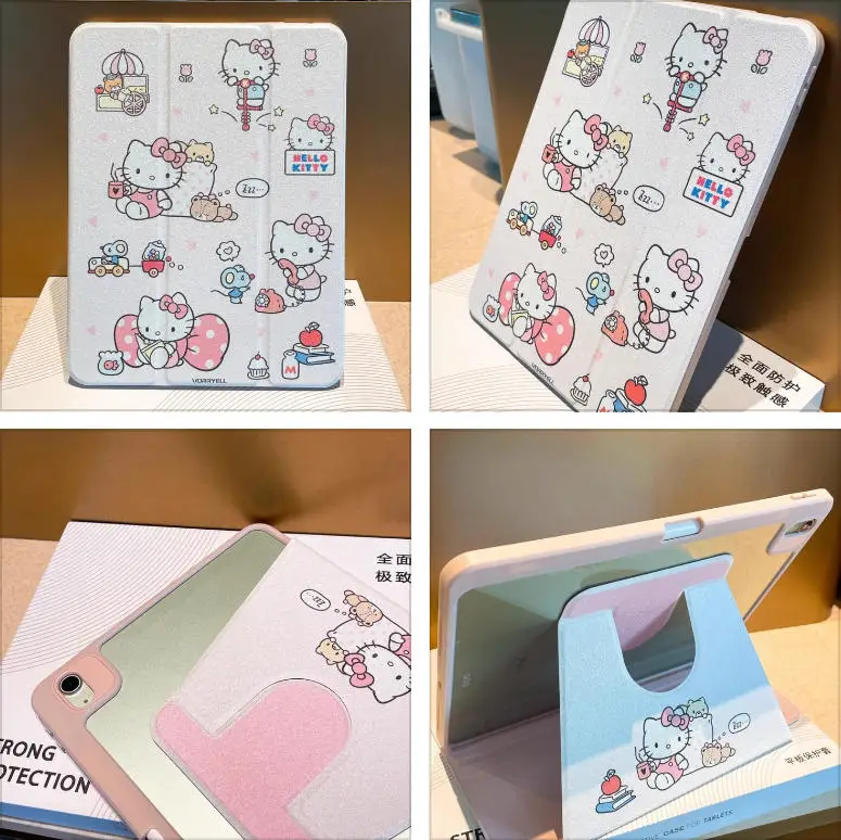 MINISO Hello Kitty Per iPad Custodia ipad Air3 4 5 10.9in M2 M3 Pro4 5 6 12.9in M4 Custodia protettiva Ipad8/9/10 A16 11in Tablet Cover