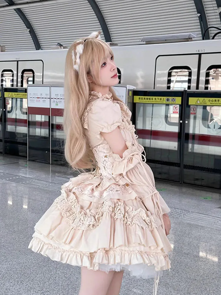 Sweet High-End Design Lolita Pettiskirt Women's Spring New Affordable Luxury Waist-Tight Birthday Dress