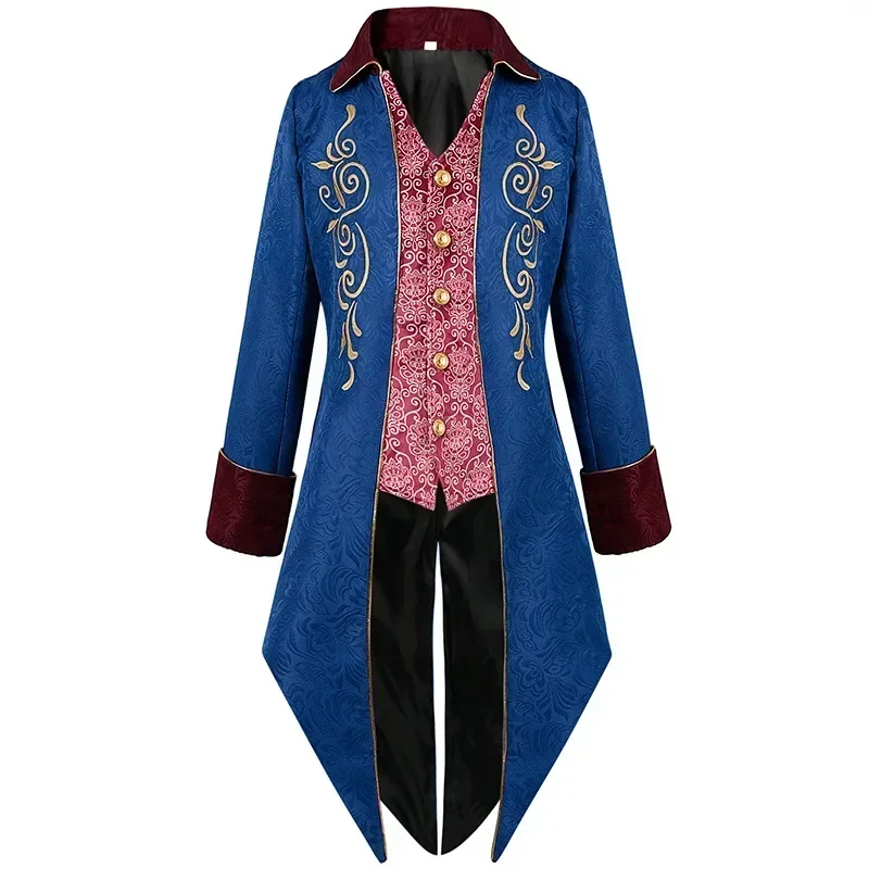 

New Men's Medieval Retro Tuxedo Coat Mid-Length Punk Style For Halloween Costumes