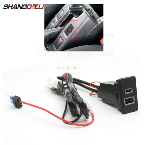 Imagen 1 del producto Cargador USB para coche PD, carga rápida de teléfono QC3.0, adaptador de enchufe de interfaz de doble puerto para Nissan Paladin Patrol Y60 Y61, accesorios