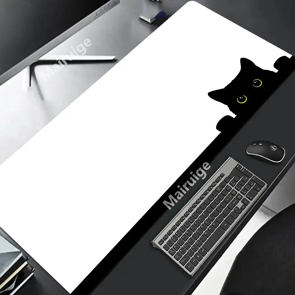 Alas Mouse Kucing Lucu Alas Meja Permainan Kantor Komputer Besar XXL Alas Mouse Keyboard Gaming Karet Antiselip Bantalan Meja Panjang