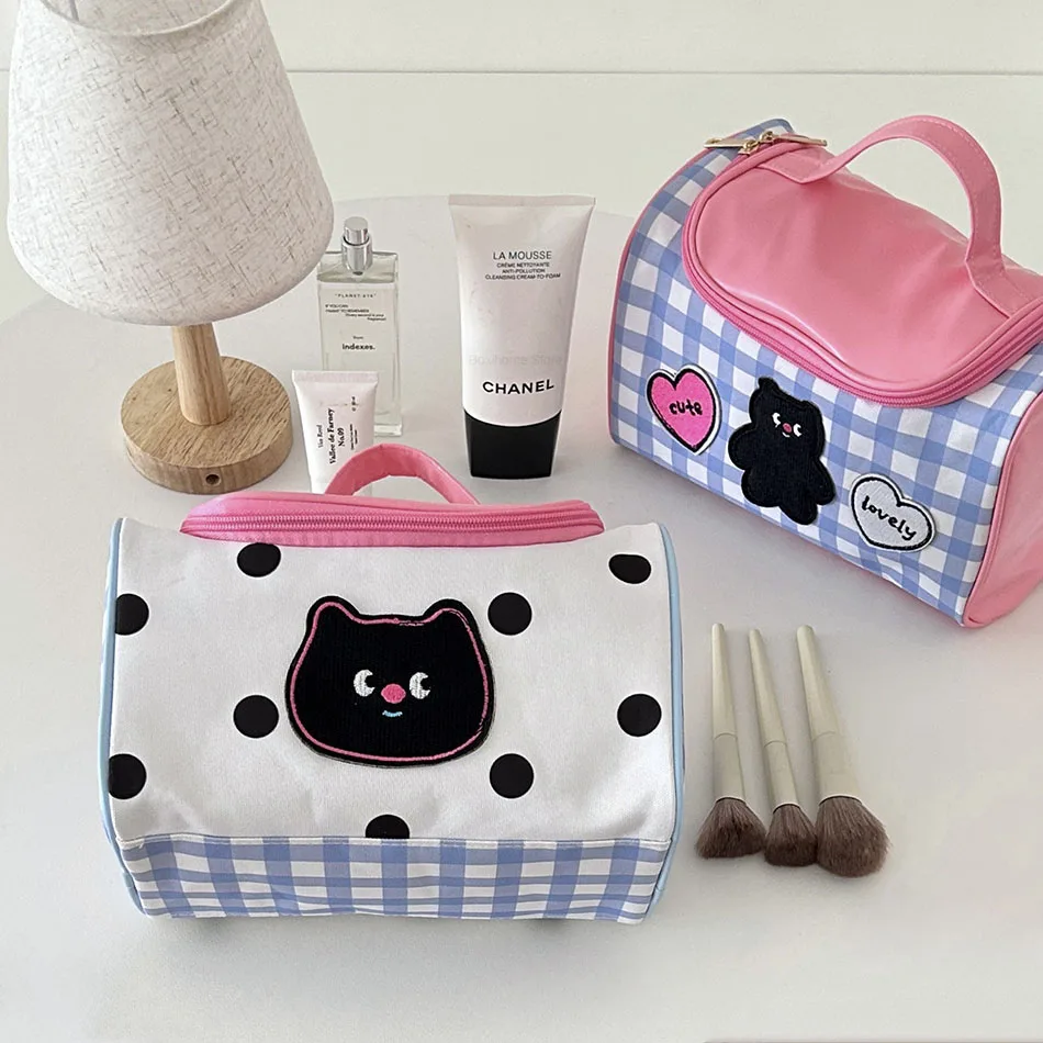 

​​Cartoon Cute Waterproof Cosmetic Storage Bags For Women Portable Large Capacity Wash Makeup Bag Travel PU Cosmetics Organizer