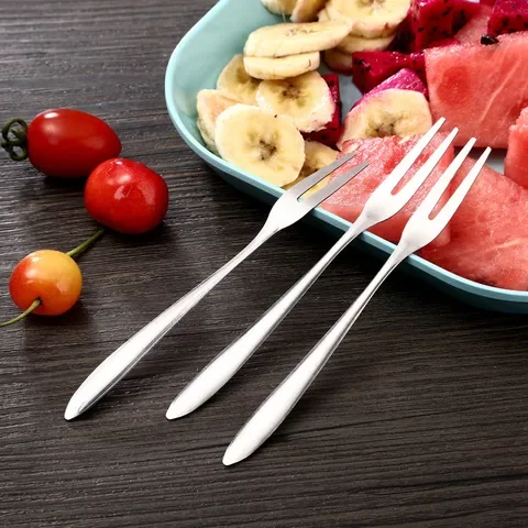 Fruit Fork Luxury Stainless Steel Cake Dessert Fork Mini Fork Salad Flatware Fork Two-tine Fork Table Fork Cutlery Kitchen Tools