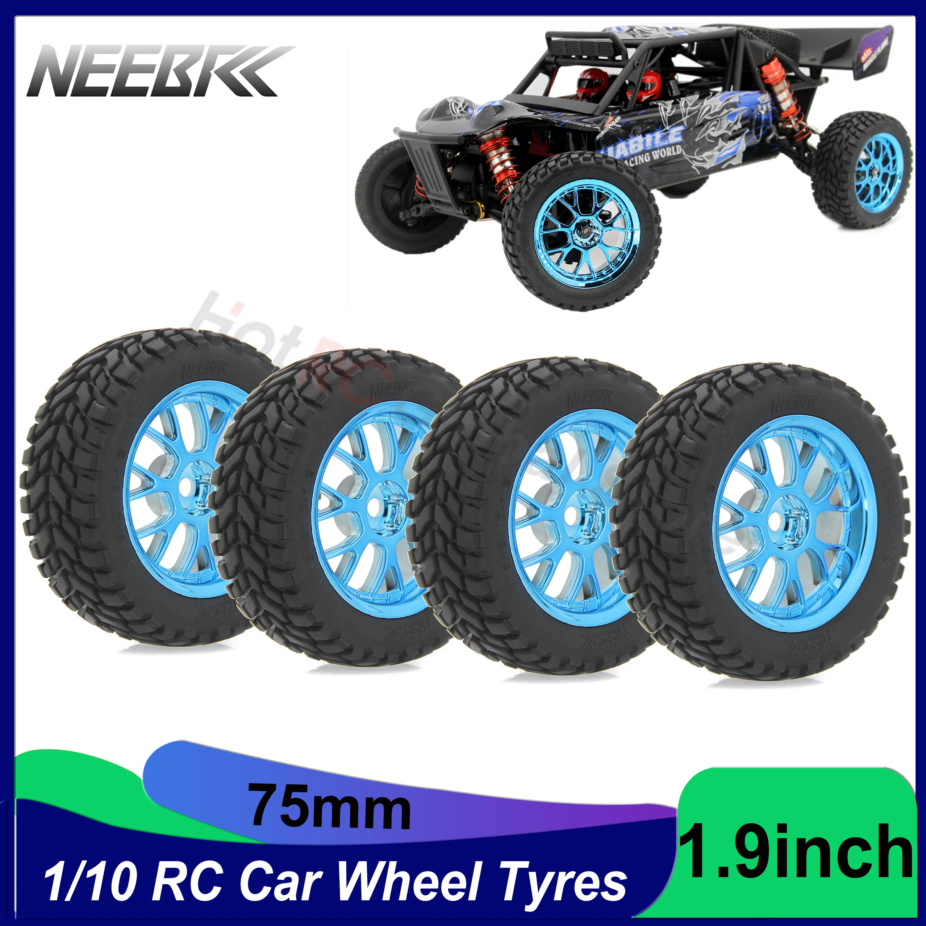 1/10 RC Racing Car Tire Rally On Road 1.9inch Tyre Wheel Plastic 12mm Hub Rim for Tamiya TT01 TT02 XV01 Wltoys Car Accessories