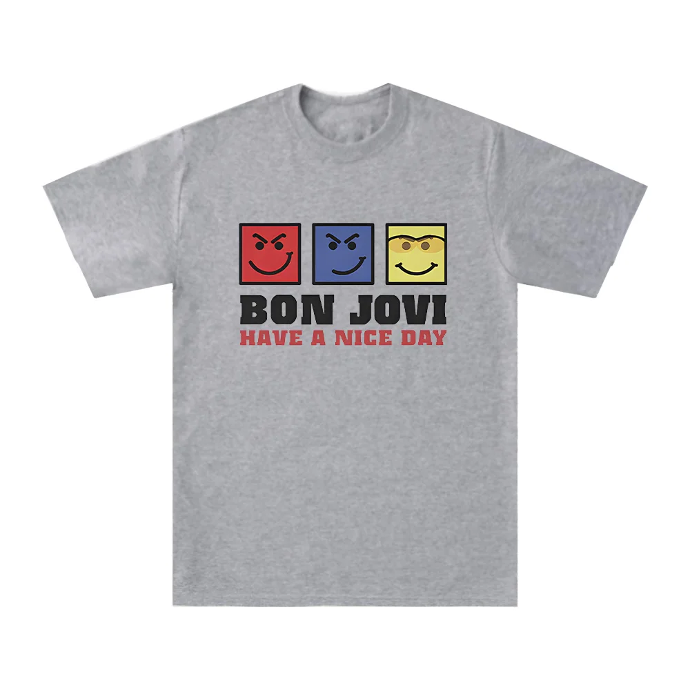 احصل على يوم جميل تي شيرت بون جوفي مشجعي فرقة الروك الهدايا تي شيرت الصيف النساء الرجال القطن ملابس قصيرة الأكمام فريدة من نوعها العصرية