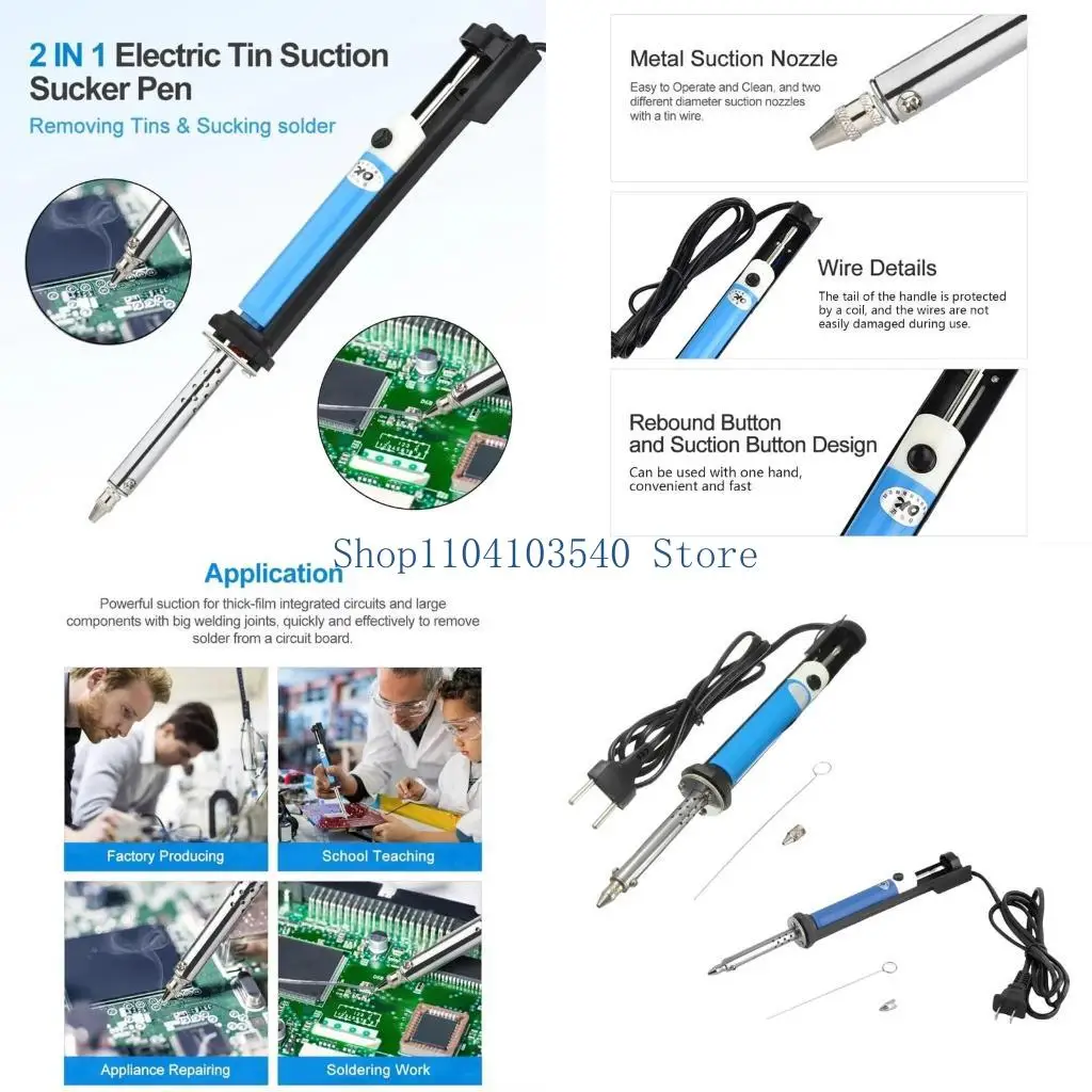 

02DC Electric Desoldering Pumps Vacuum Solder Sucker Solder Sucker Manual Desoldering Pumps Vacuum Electric Solder Tin Sucker