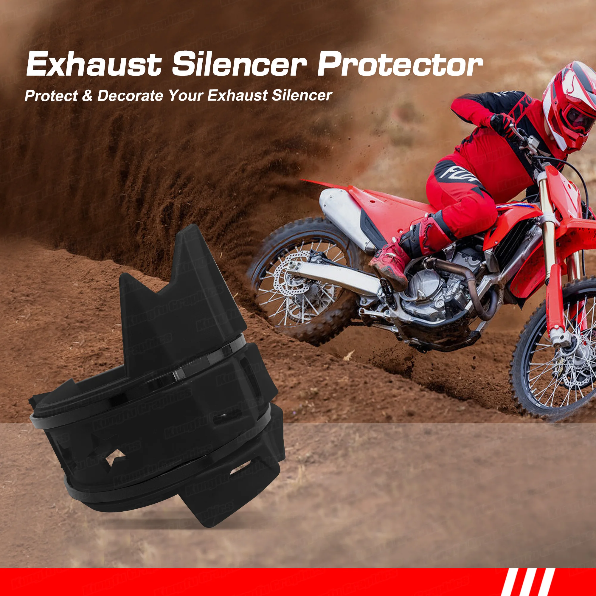 

Universal Motorcycle Exhaust Muffler Protector Heat Shield Clamp Can Guard MX Enduro Motocross Supermoto Dirtbike, Black