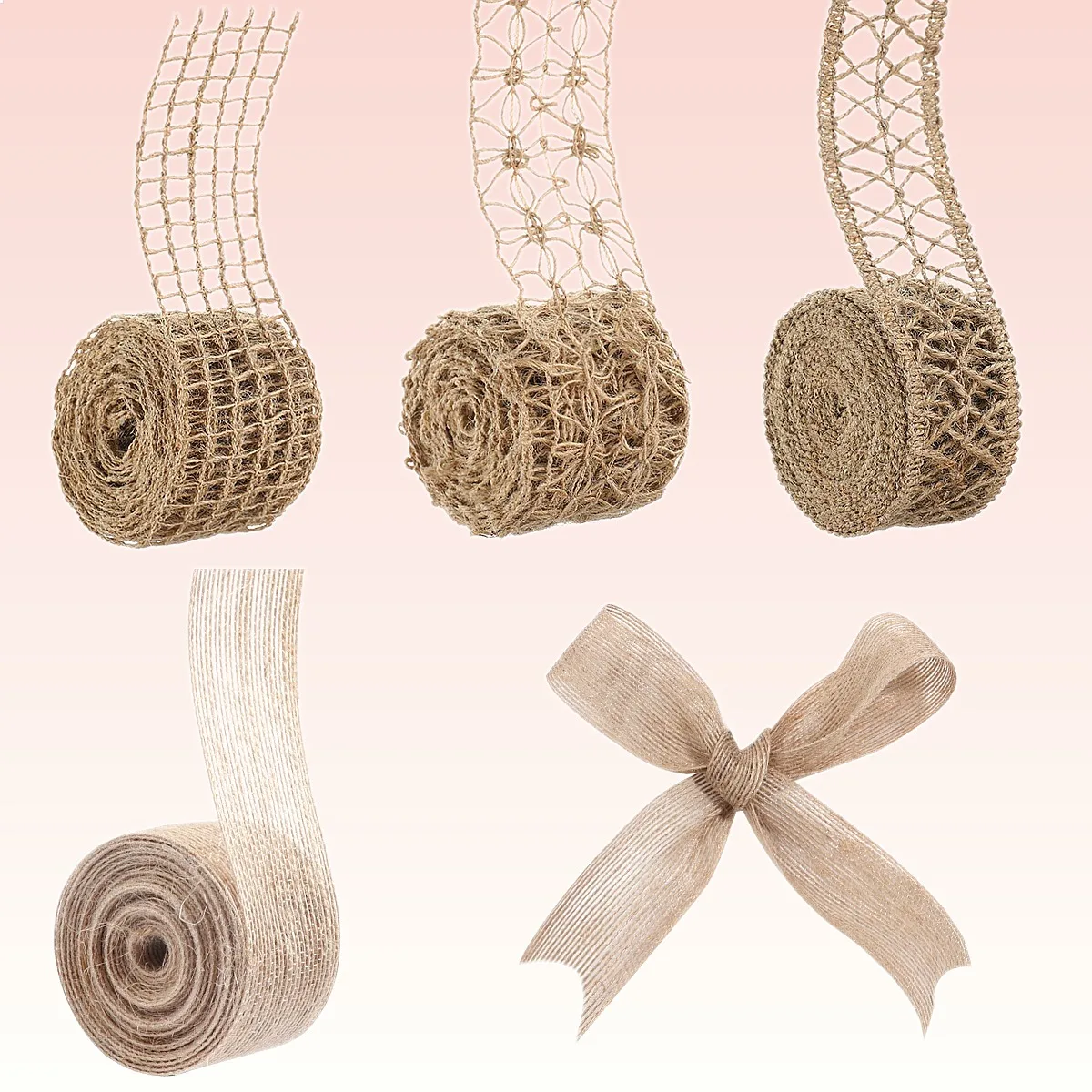 

1-10Meter Natural Jute Burlap Ribbon Roll for Wedding Bouquet Gift Wrapping Craft Bow
