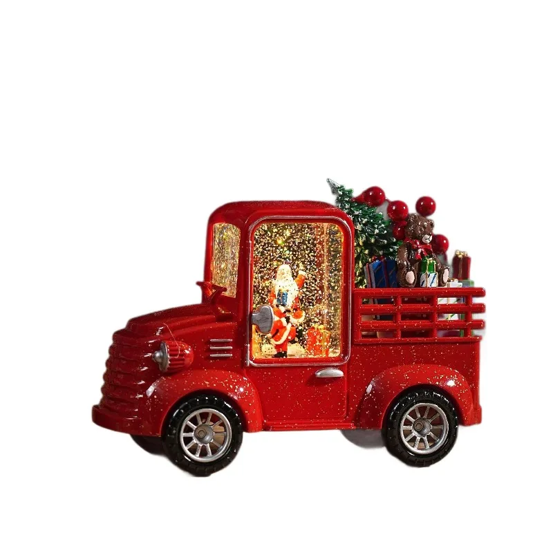 Christmas wind lanterns, water injection, snow, car rotation, Christmas decoration, handicrafts, ornaments, gifts, lights with