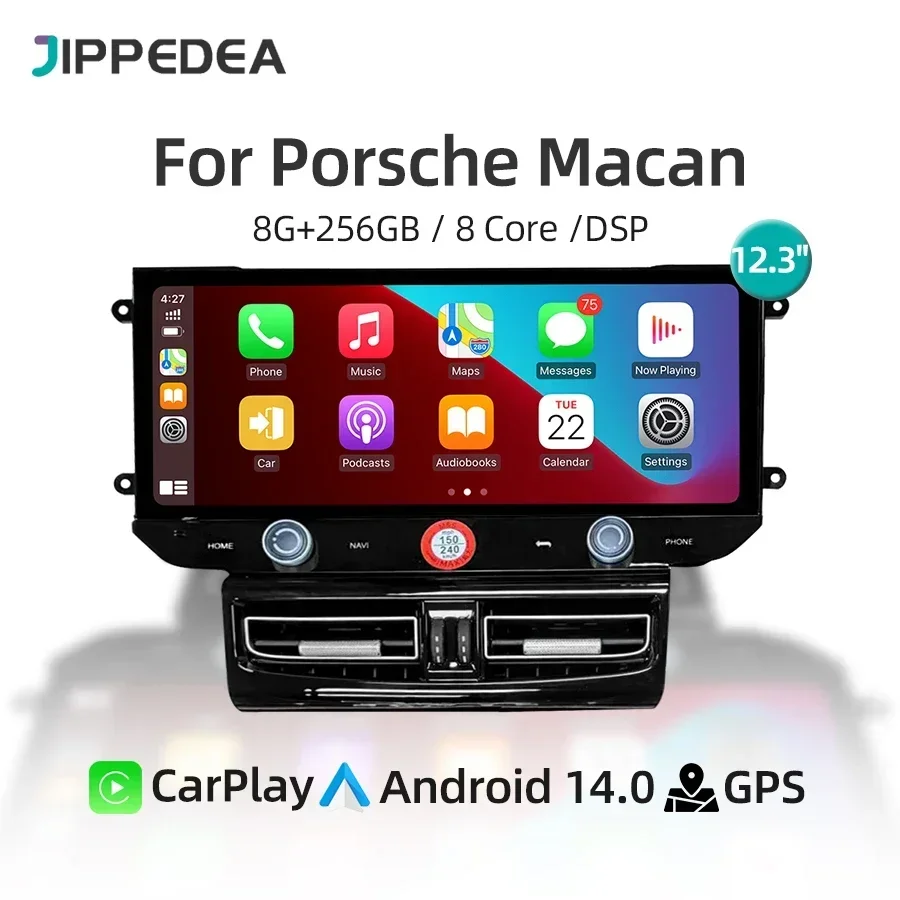 Auto Android 14 CarPlay GPS Navigation 4G WiFi QLED Screen Bluetooth Car Multimedia Player RDS Radio For Porsche Macan 2010-2018