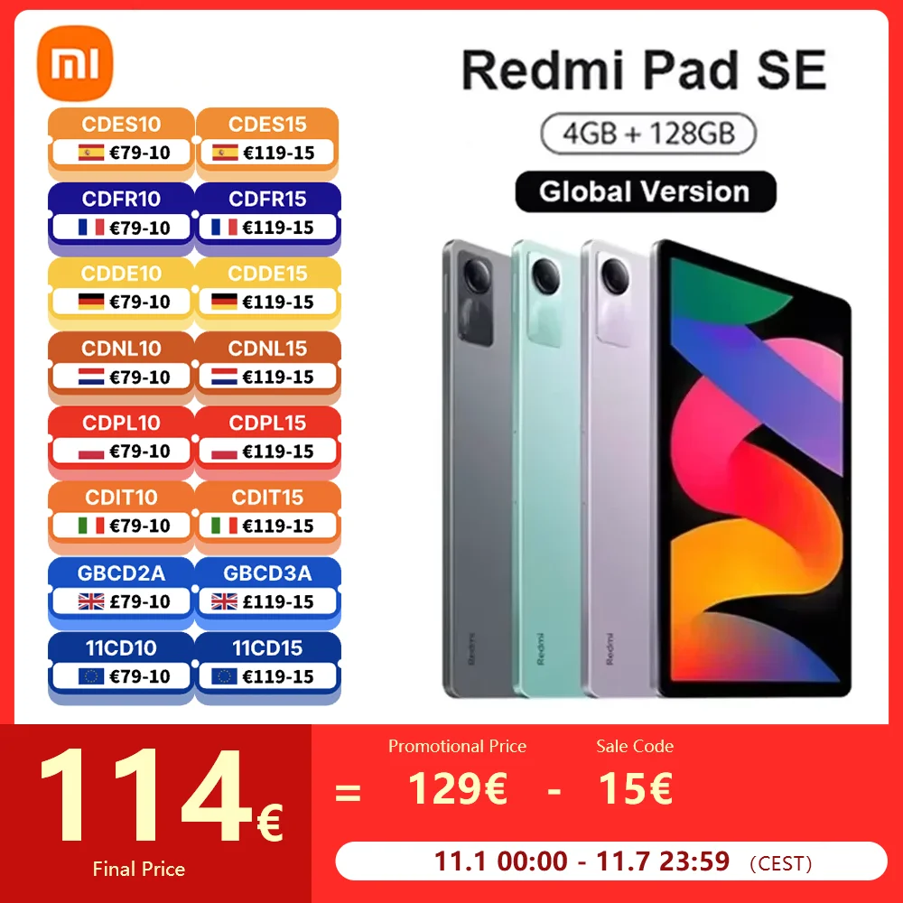 Xiaomi Redmi Pad SE Mi Tablet Globale Version 4GB 128G 8GB 256G Snapdragon ®   680 90 Hz 11 Zoll