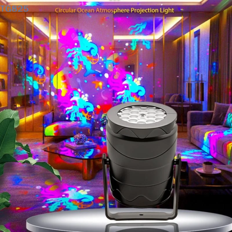 【AN】【SA】Ocean Pattern Projector Lights USB LED Rotating Stage Atmosphere Lamp Garden Lighting Party Holiday Decor