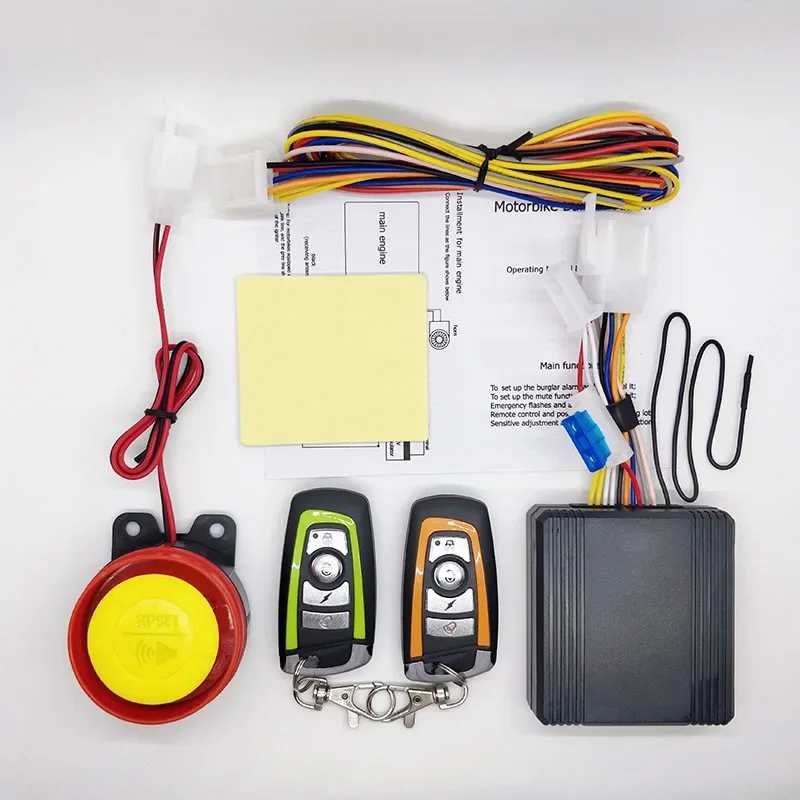 

Universal Motorcycle Alarm System One-way with Engine Start Remote Control Key Fob 12V with Overload Protector