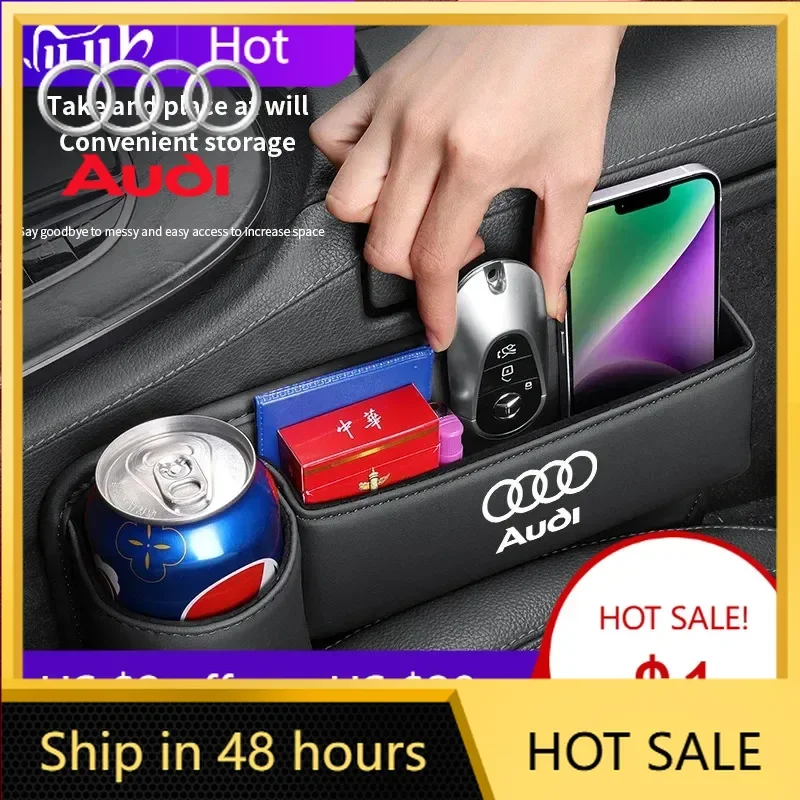 Caja de Almacenamiento para el Espacio entre Asientos de Coche, con Portavasos, para Audi A3 A4 A5 A6 A7 A8 RS3 RS4 RS5 RS6 S3 S4 S5 Q3 Q5 Q7 Q8, Modelo 2025