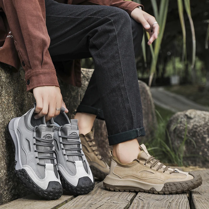 Men's Beige Breathable Sports Board Shoes Autumn 2026 Fashionable Versatile Thick Sole Canvas Lace-Up Casual Running Shoes