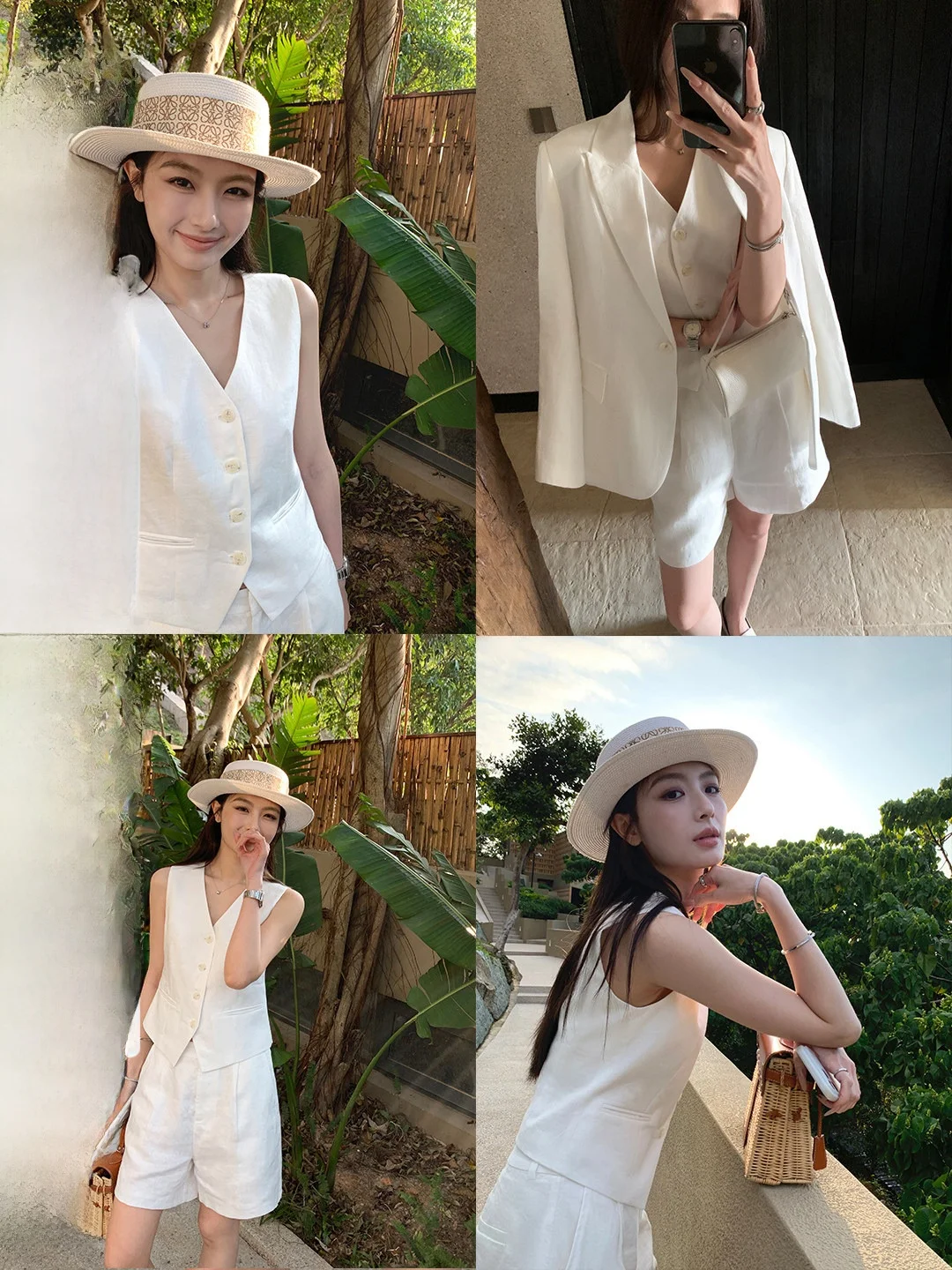 

Maven Lin New 100 Linen Set Women Loose Suiting Jacket V-neck Waist-cinched Vest A-line Shorts Casual Summer Outfit