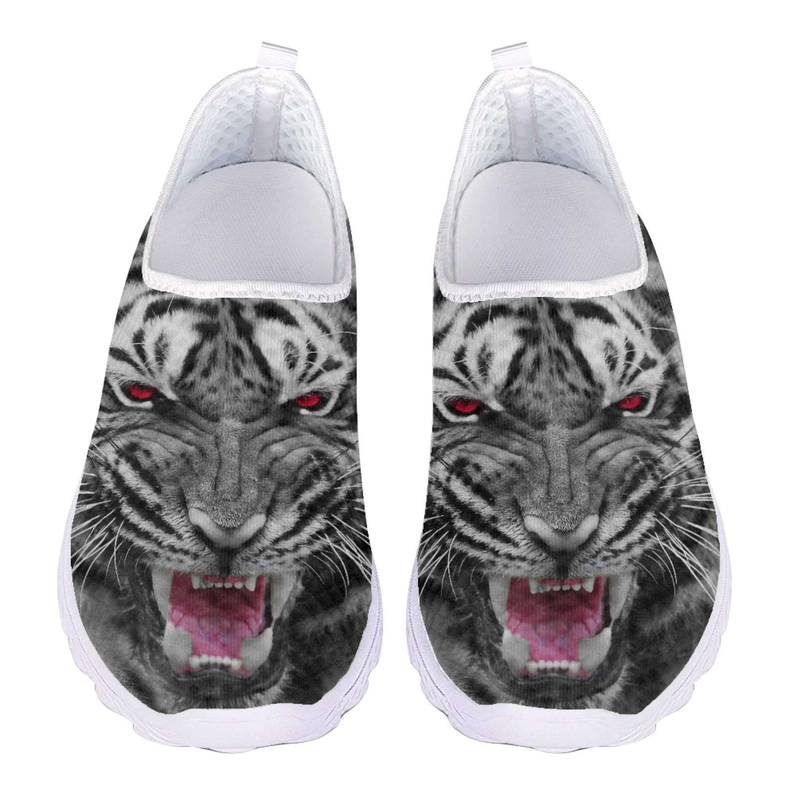 

Женские лоферы с 3D принтом тигра, женские кроссовки для бега, большие размеры, летние слипоны на плоской подошве, сетчатая повседневная обувь, женская пляжная обувь