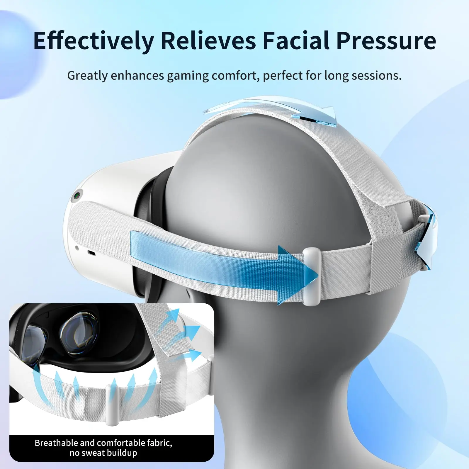 Correa de cabeza Original de repuesto para auriculares Oculus Quest 2 VR con tapas de agarre para pulgar de controlador de 6 uds para accesorios Meta Quest 2