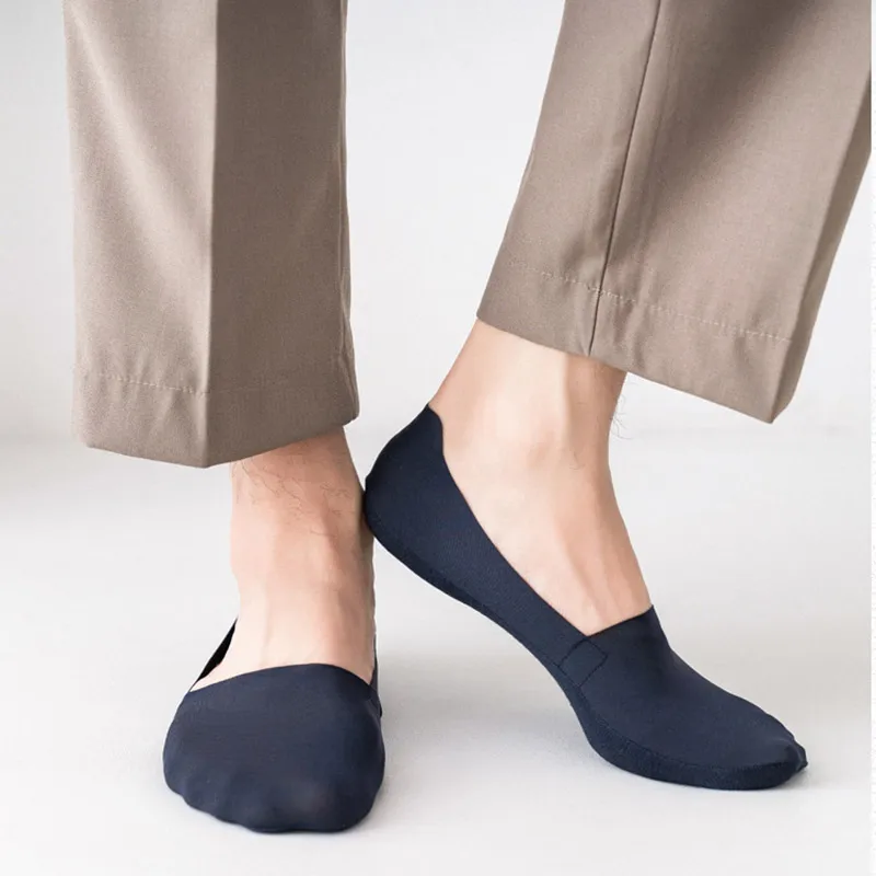 5 pairs of men's and women's summer ice silk non-drop with invisible positioning boat socks seamless cut silicone non-slip pure