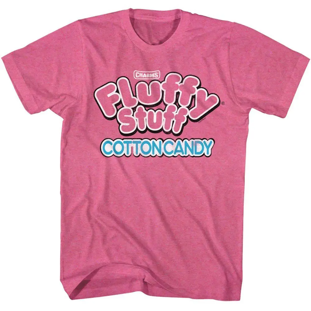 Tootsie Roll Fluffy Stuff Logo Retro Pink Heather Adult T Shirt