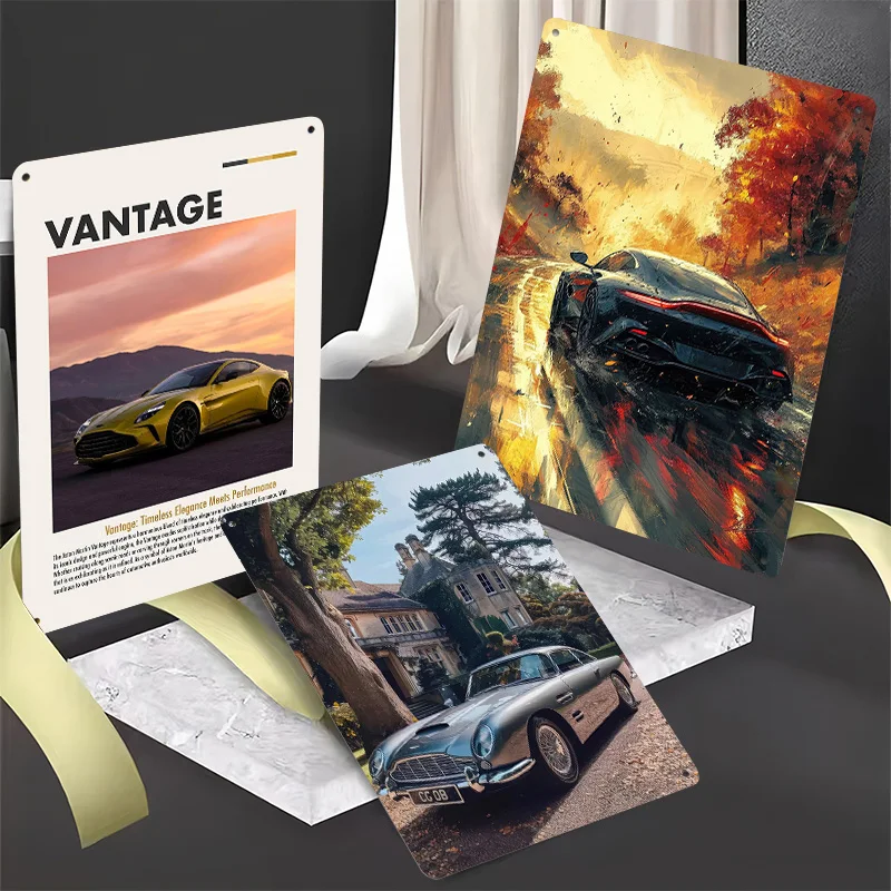 Martin Sports Car Metal Posters Customizable Retro Vintage Metal Signs for Man Cave Garage Wall Art Decoration Home Decor Items